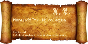 Menyhárd Nikoletta névjegykártya